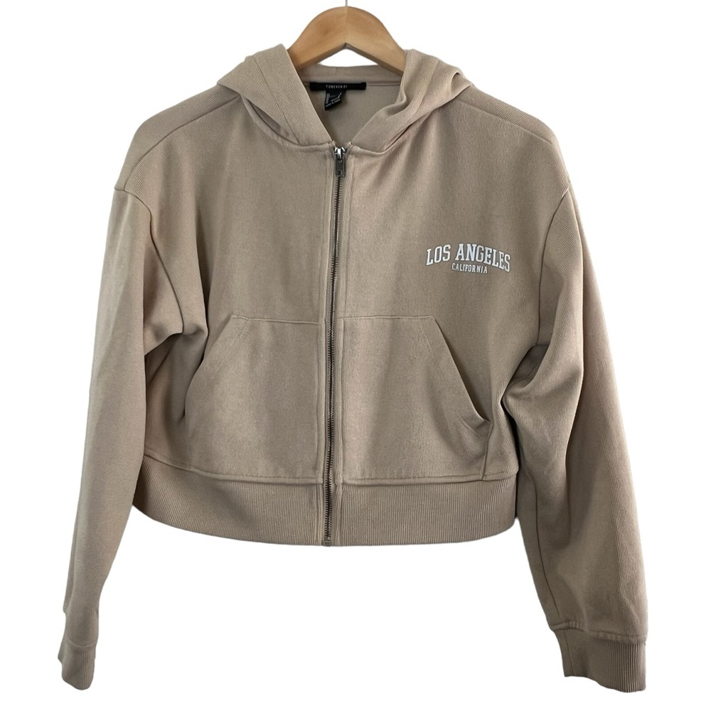 Forever 21 | Los Angeles cropped hoodie full zip jacket junior’s size sm…